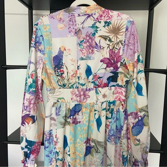 2 for 20$ 🩷🍊 Patchwork and floral print flounce necktie Maxi Dress​ - Picture 7 of 11